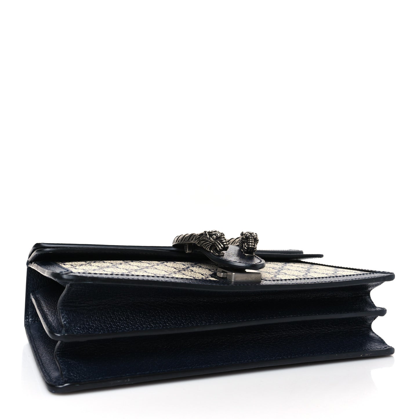 GG Supreme Monogram Textured Dollar Calfskin Small Dionysus Shoulder Bag Beige Blue