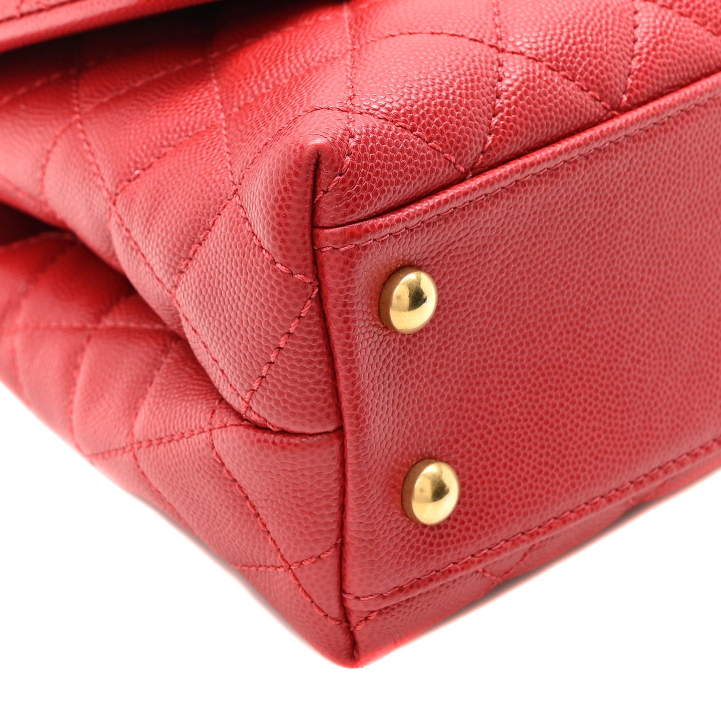 Caviar Quilted Mini Coco Handle Flap Red
