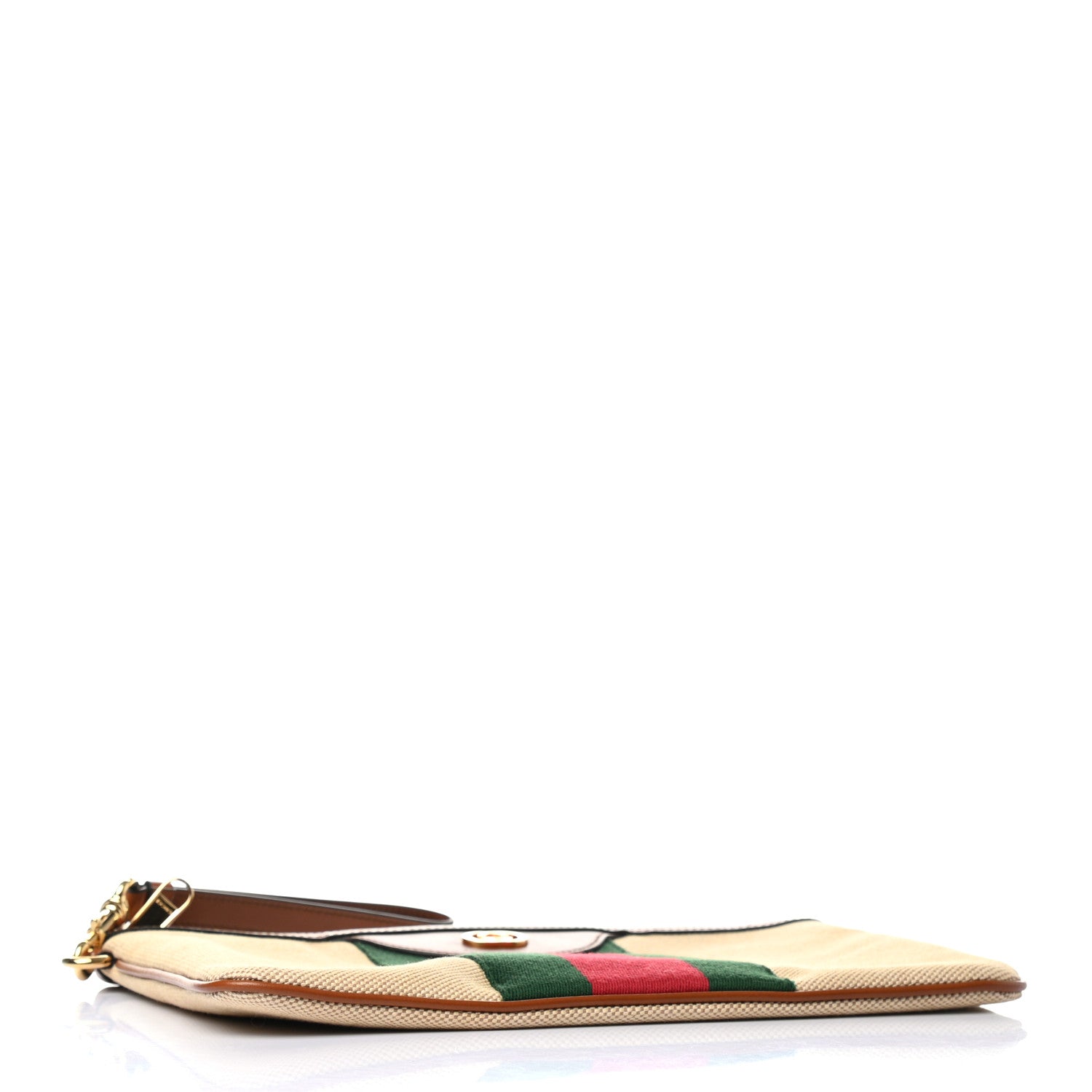 Gucci Vintage Canvas Web Pouch Sand Cuir 4 of 9