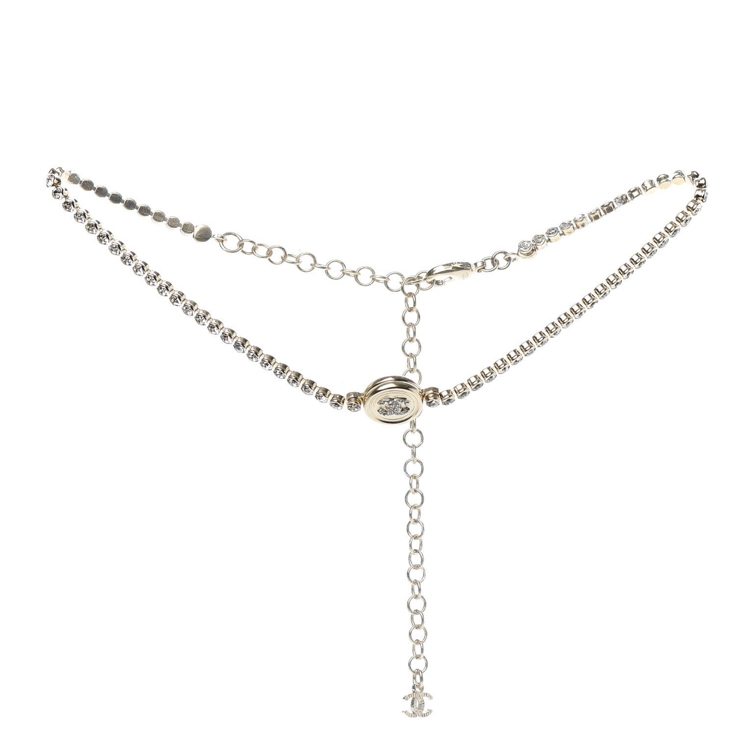 Crystal CC Chain Short Necklace Gold