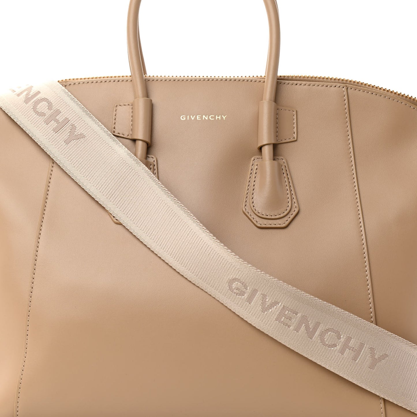Box Calfskin Small Antigona Sport Top Handle Bag Beige Cappuccino