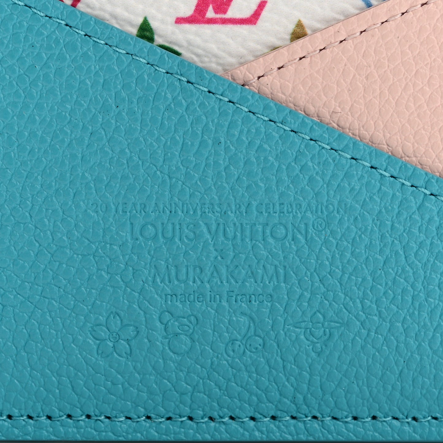 LV X TM Monogram Multicolor Criss-Cross Card Holder Kabira Blue Rose