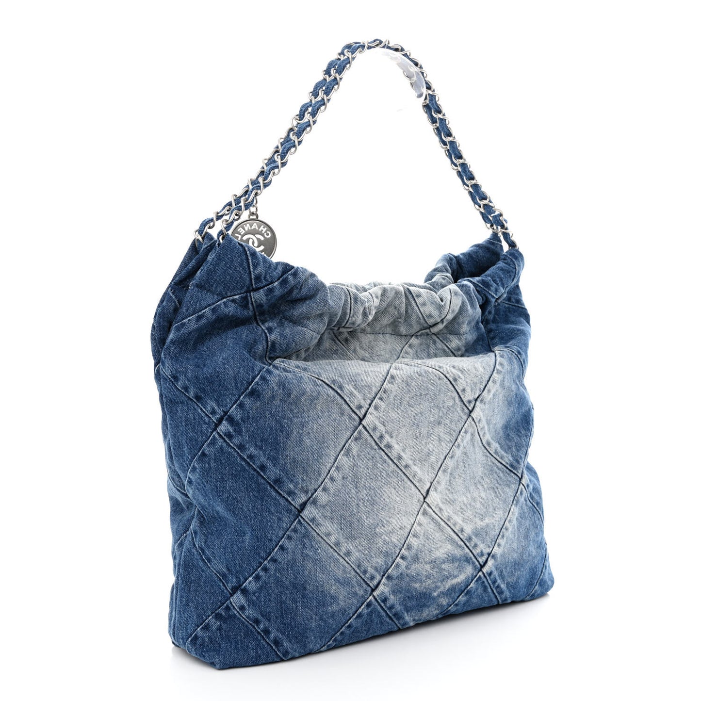 Denim Quilted Chanel 22 Blue
