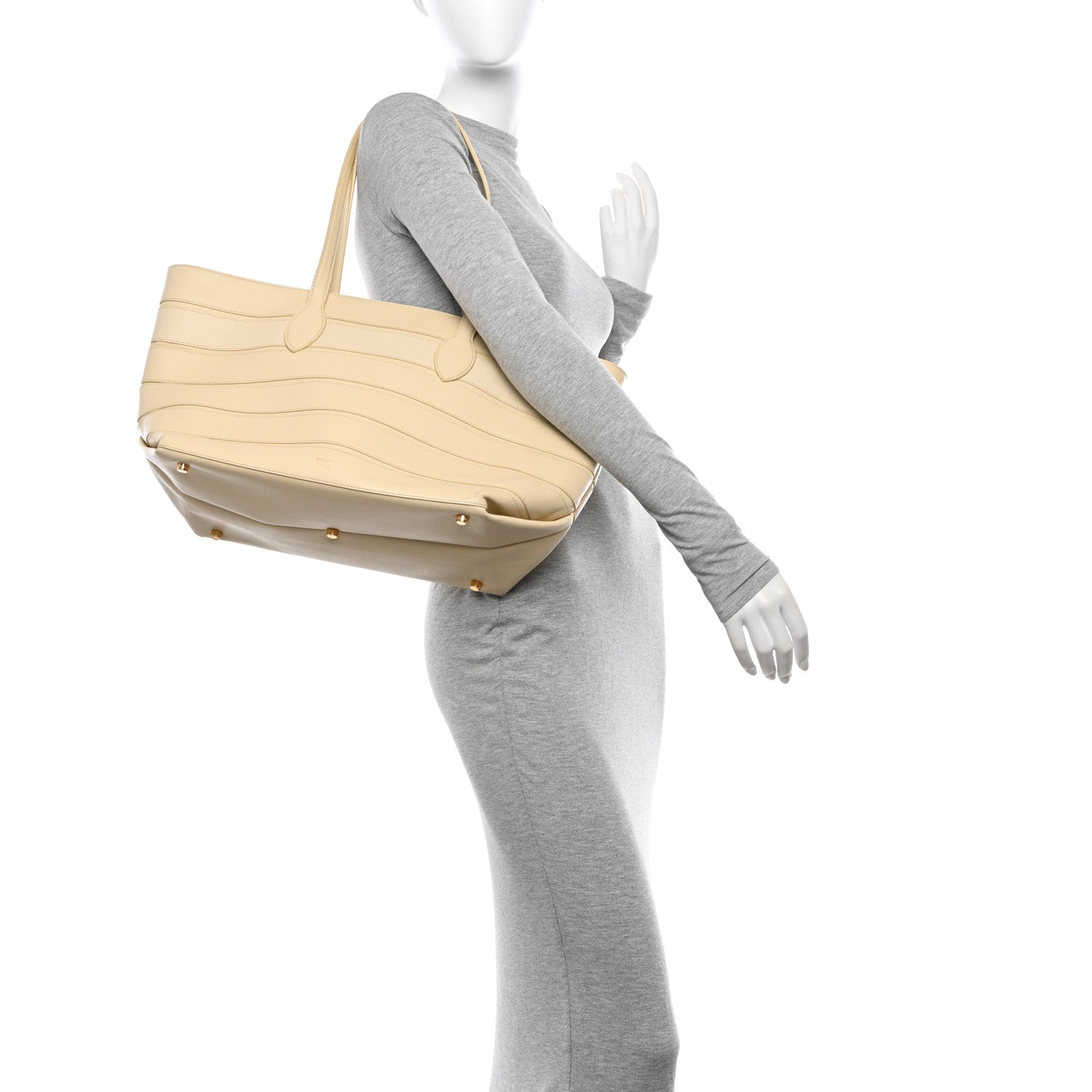 Khaite Calfskin Banded Florence Tote Cream 2 of 19