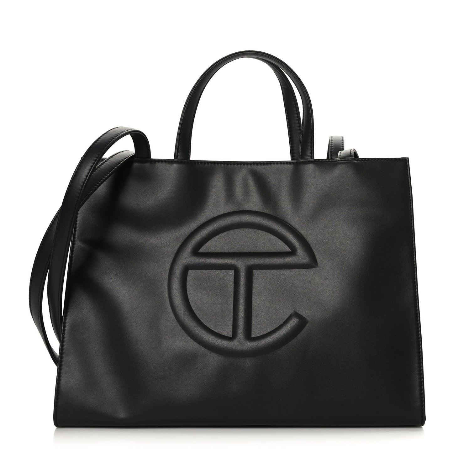 Vegan Leather Medium Shopping Bag Black
