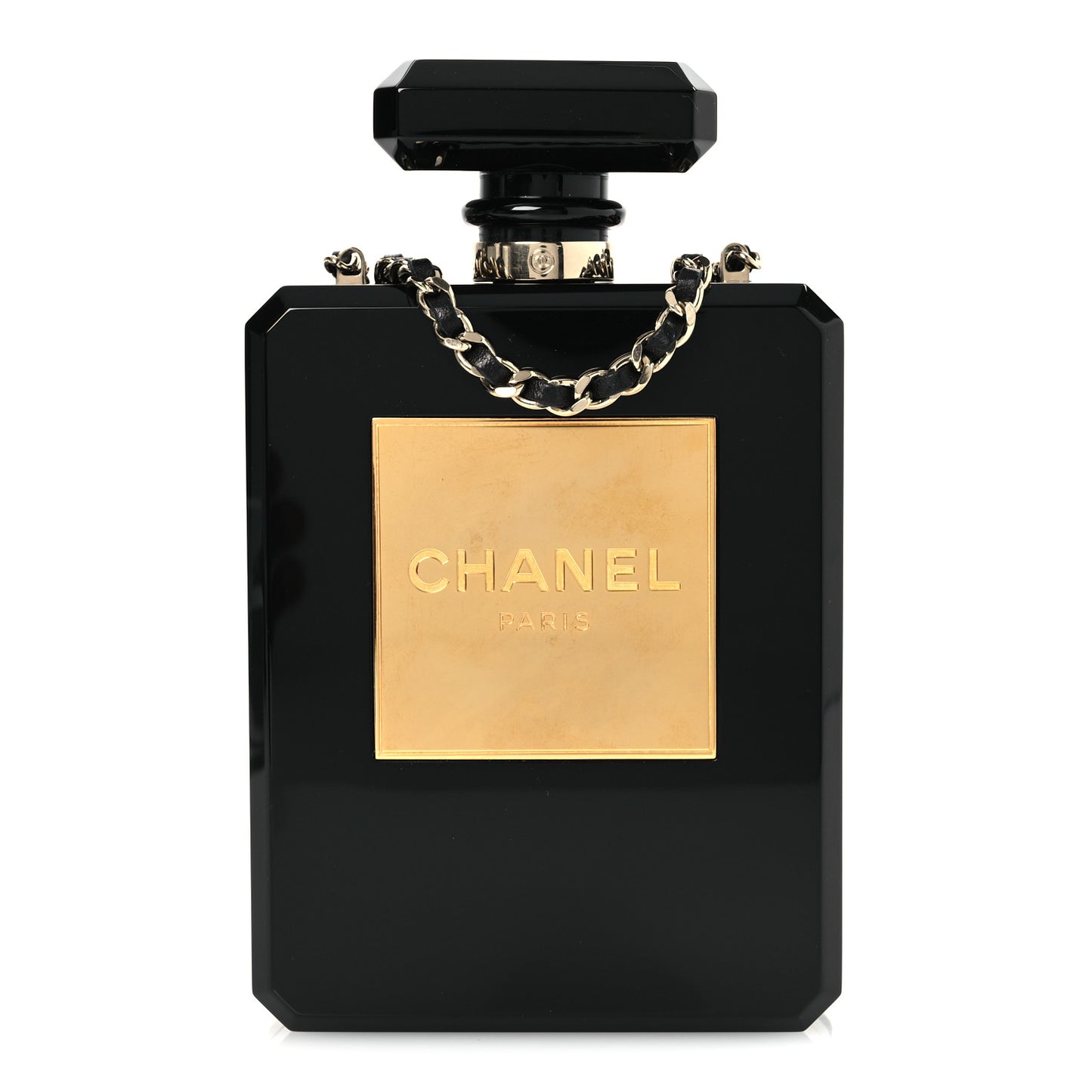 Plexiglass Perfume Bottle Clutch Black