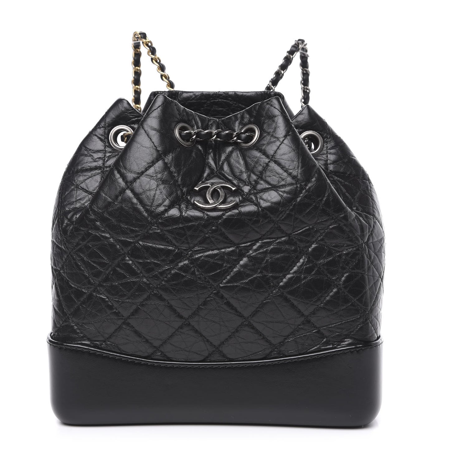 Aged Calfskin Quilted Small Gabrielle Backpack Black