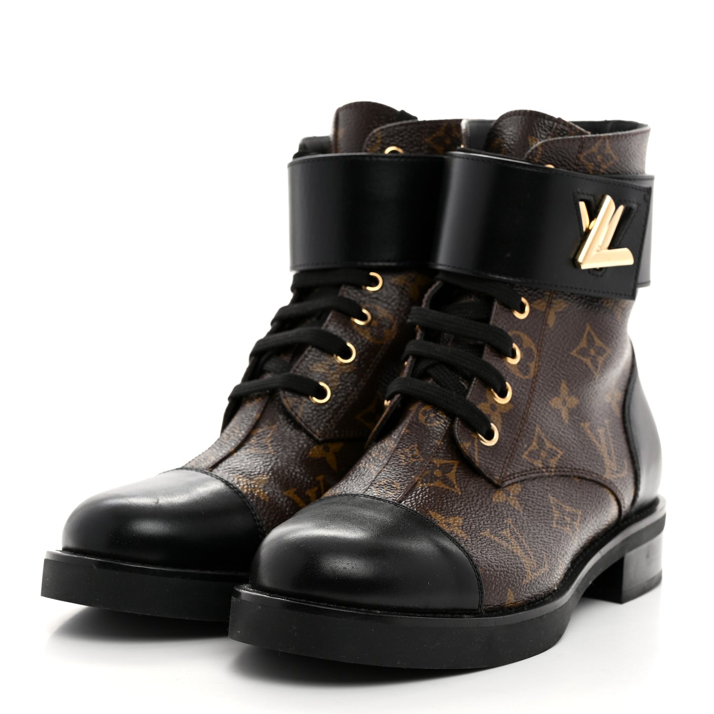Calfskin Monogram Wonderland Flat Ranger Boots 38 Black