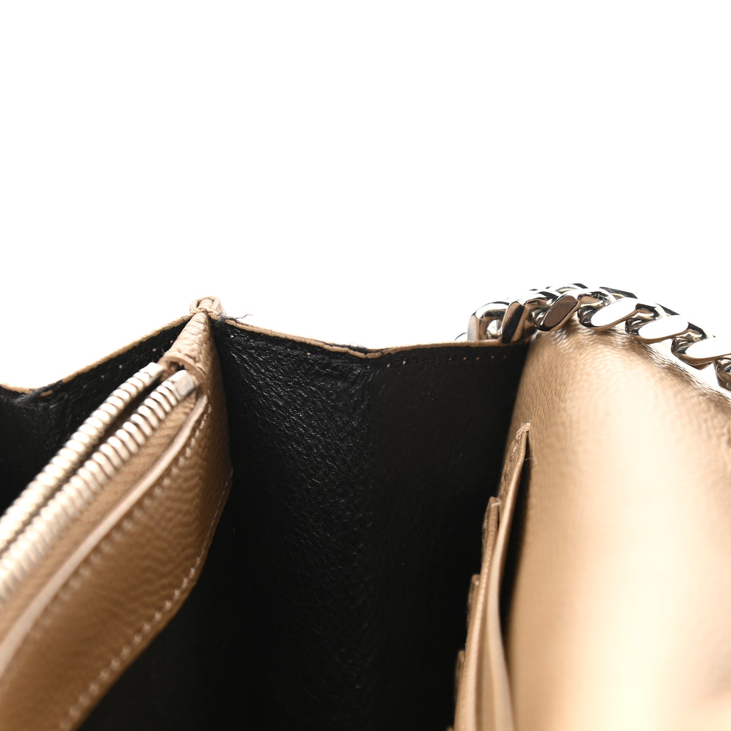 Grain De Poudre Matelasse Chevron Monogram Chain Wallet Nude Powder