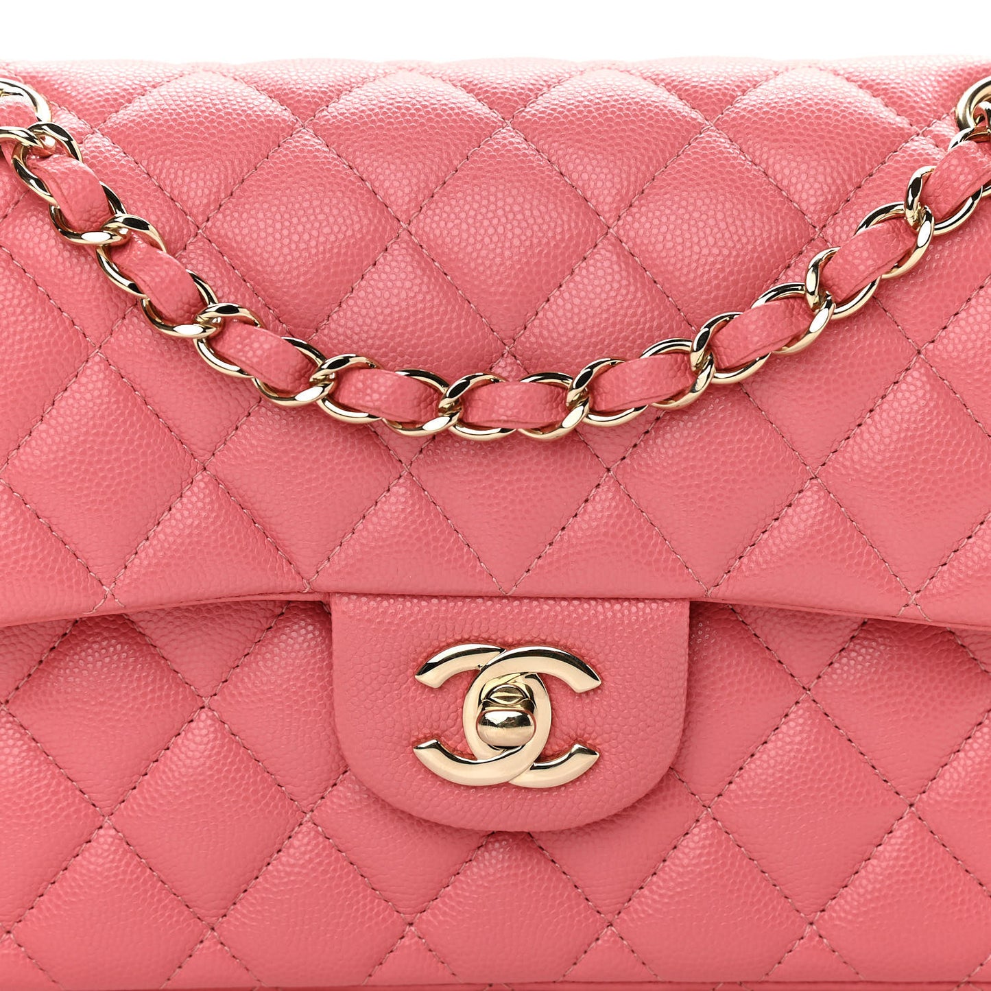Caviar Quilted Small Double Flap Pink