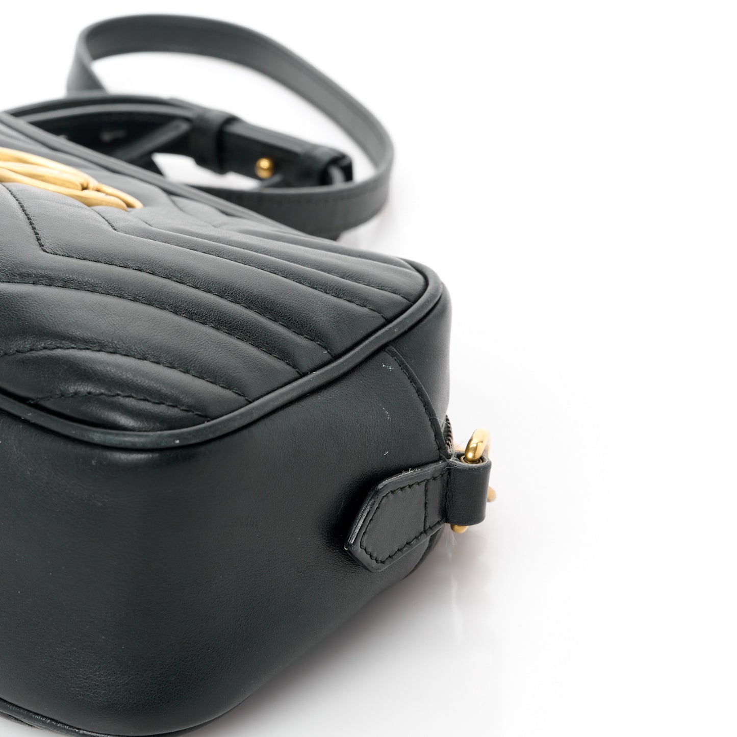Calfskin Matelasse Small GG Marmont Chain Shoulder Bag Black