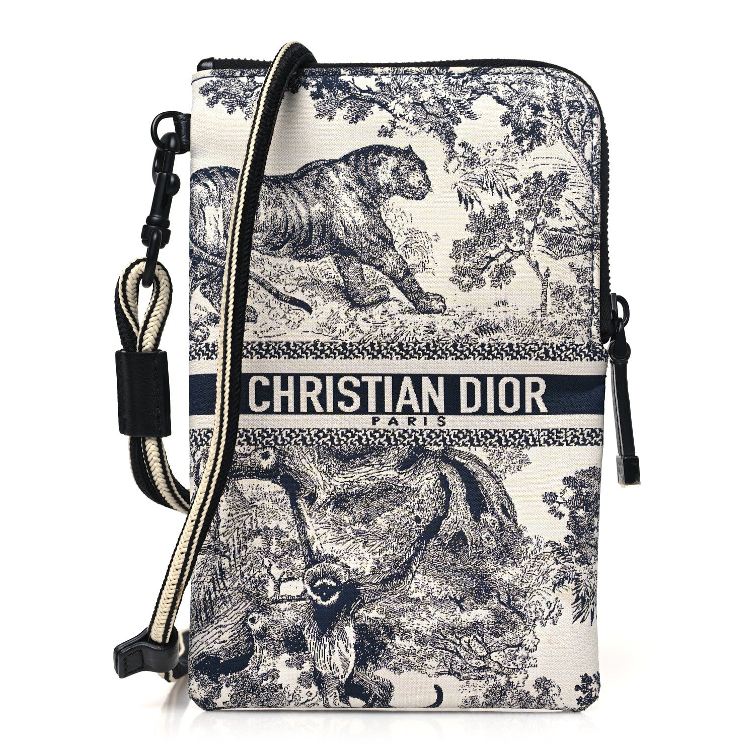 Christian Dior Technical Fabric Embroidered Toile De Jouy DiorTravel Multifunction Pouch Blue 1 of 11