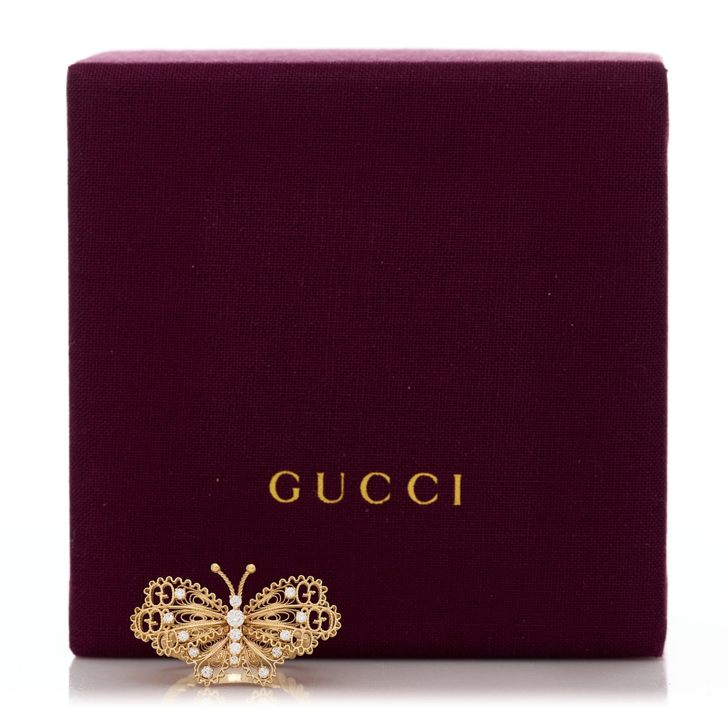 18K Yellow Gold Diamond Butterfly Ring 54 7