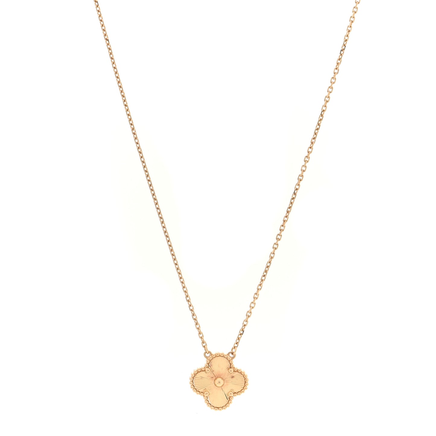 18K Yellow Gold Guilloche Vintage Alhambra Pendant Necklace