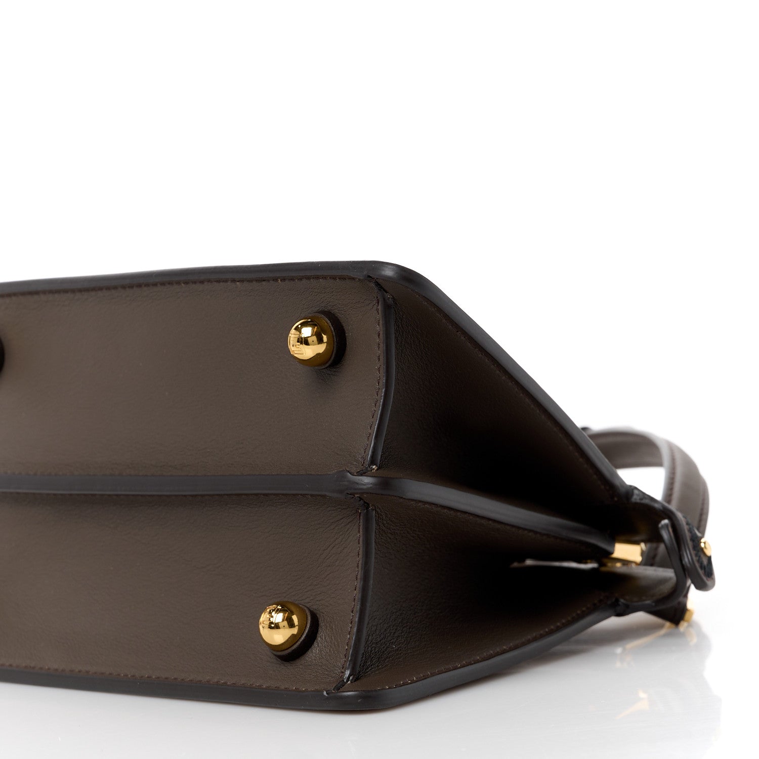 Fendi Vitello Seta Shiny Nappa Floral Embroidered Petite Peekaboo I SEE U Satchel Carbone Black 12 of 14
