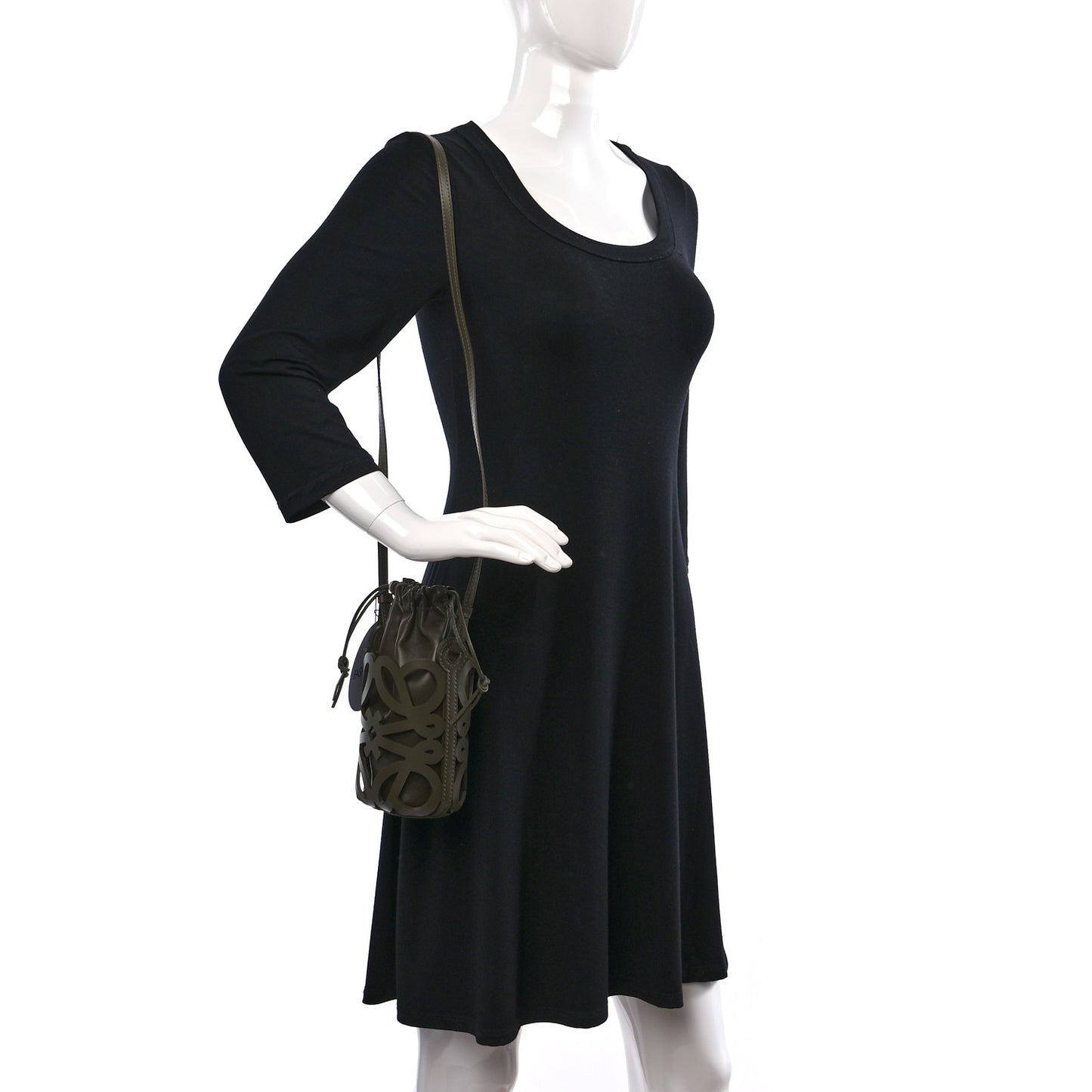 Smooth Calfskin Small Anagram Cutout Drawstring Bag Tea Dust Glaze