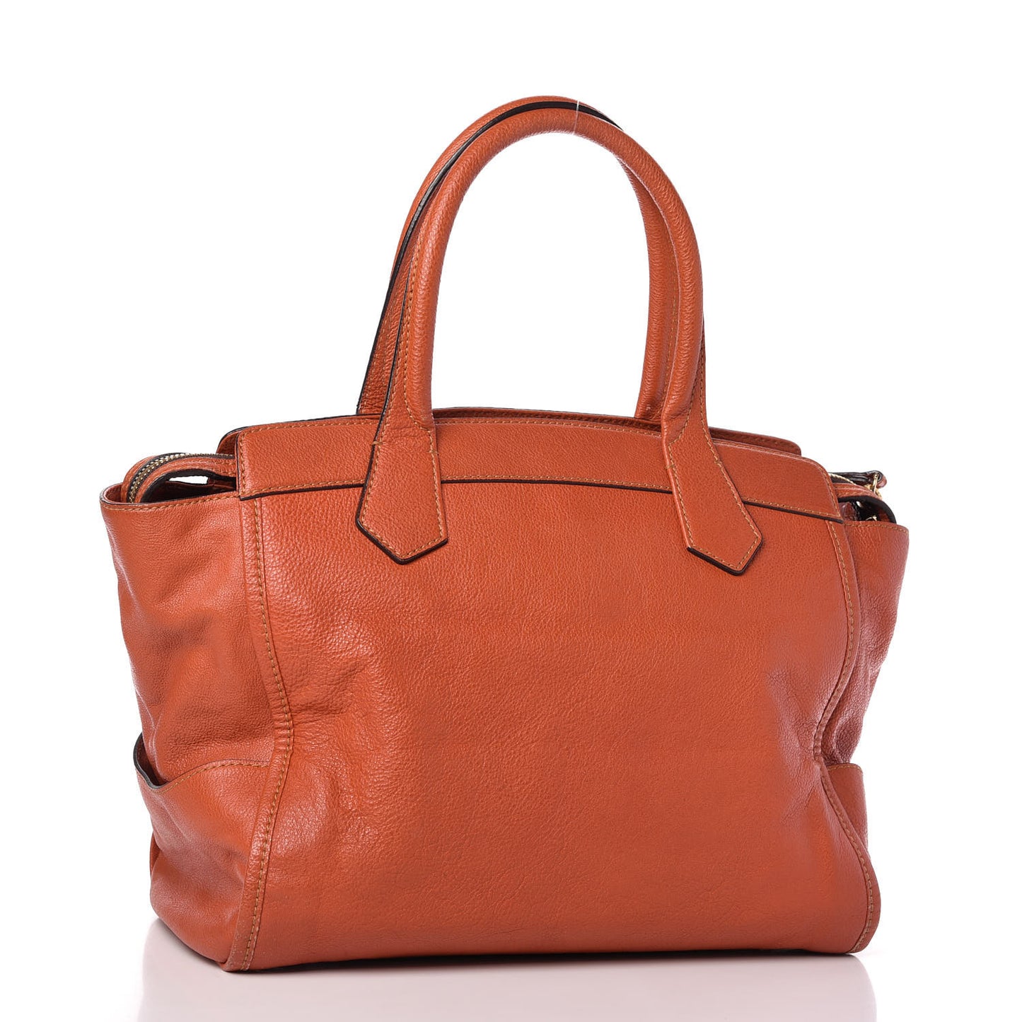 Grained Calfskin Tote Orange