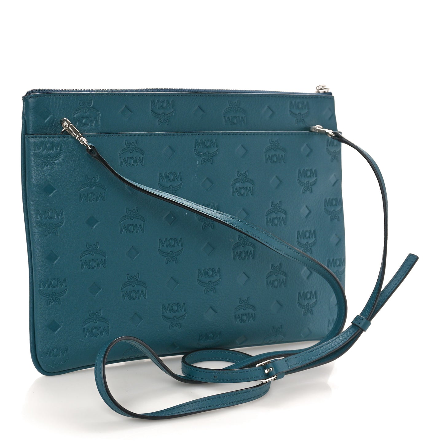Calfskin Ottomar Monogram Medium Crossbody Pouch Deep Teal