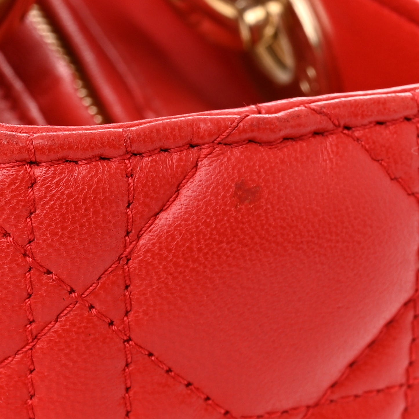 Lambskin Cannage Medium Lady Dior Red