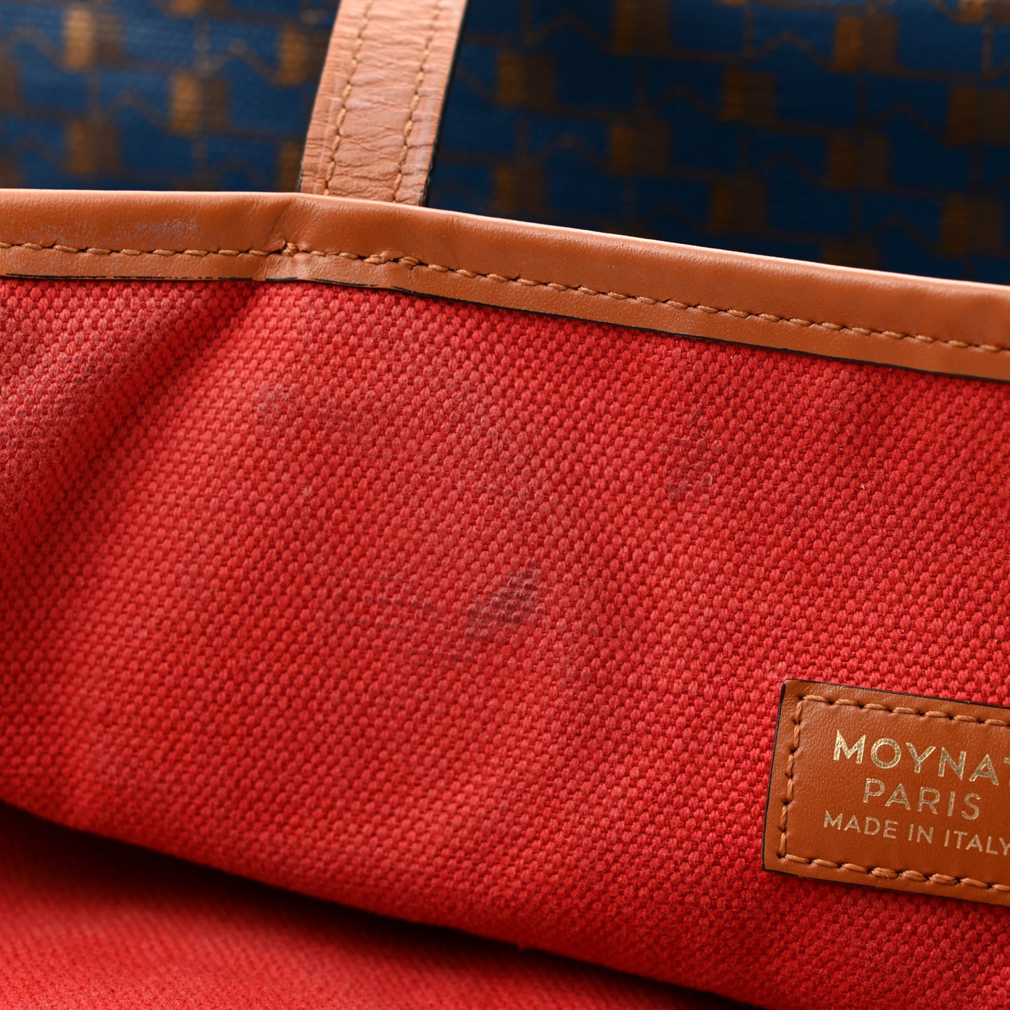Grained Calfskin Canvas 1920 Oh! Tote Ruban Duo MM Indigo Bronze Cognac