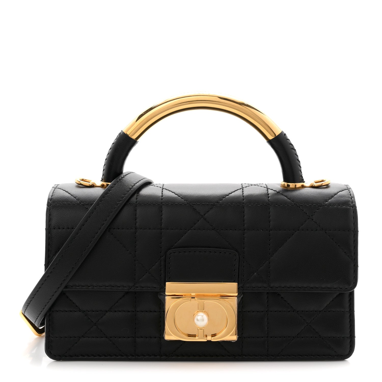 Christian Dior Calfskin Cannage Mini Ange Bag Black 1878608