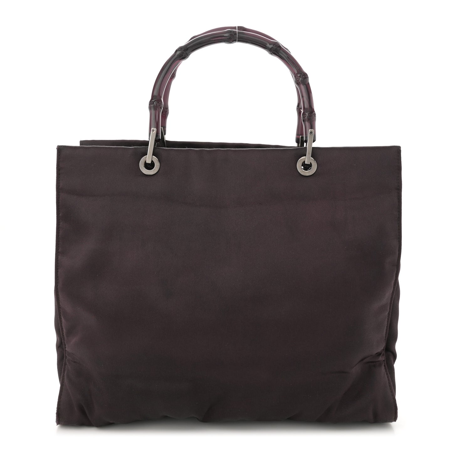 Satin Bamboo Handle Bag Brown