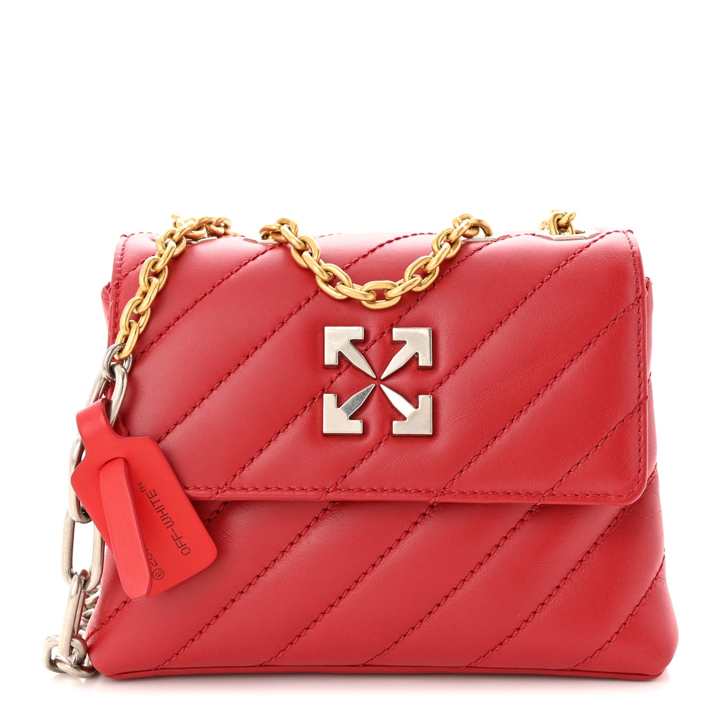 Calfskin Diagonal Quilted Jackhammer 19 Shoulder Bag Red