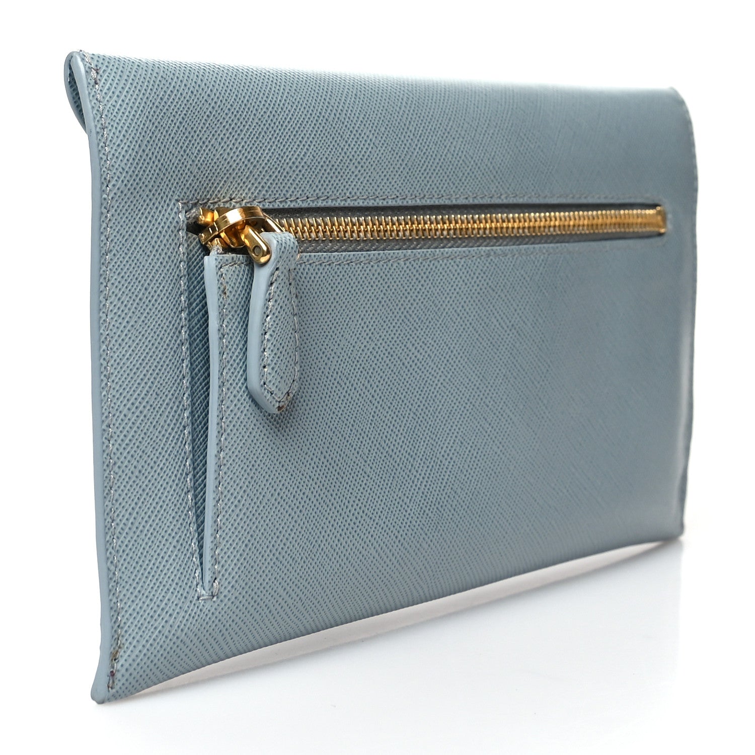 Prada Saffiano Metal Envelope Wallet Cornflower Blue 3 of 12