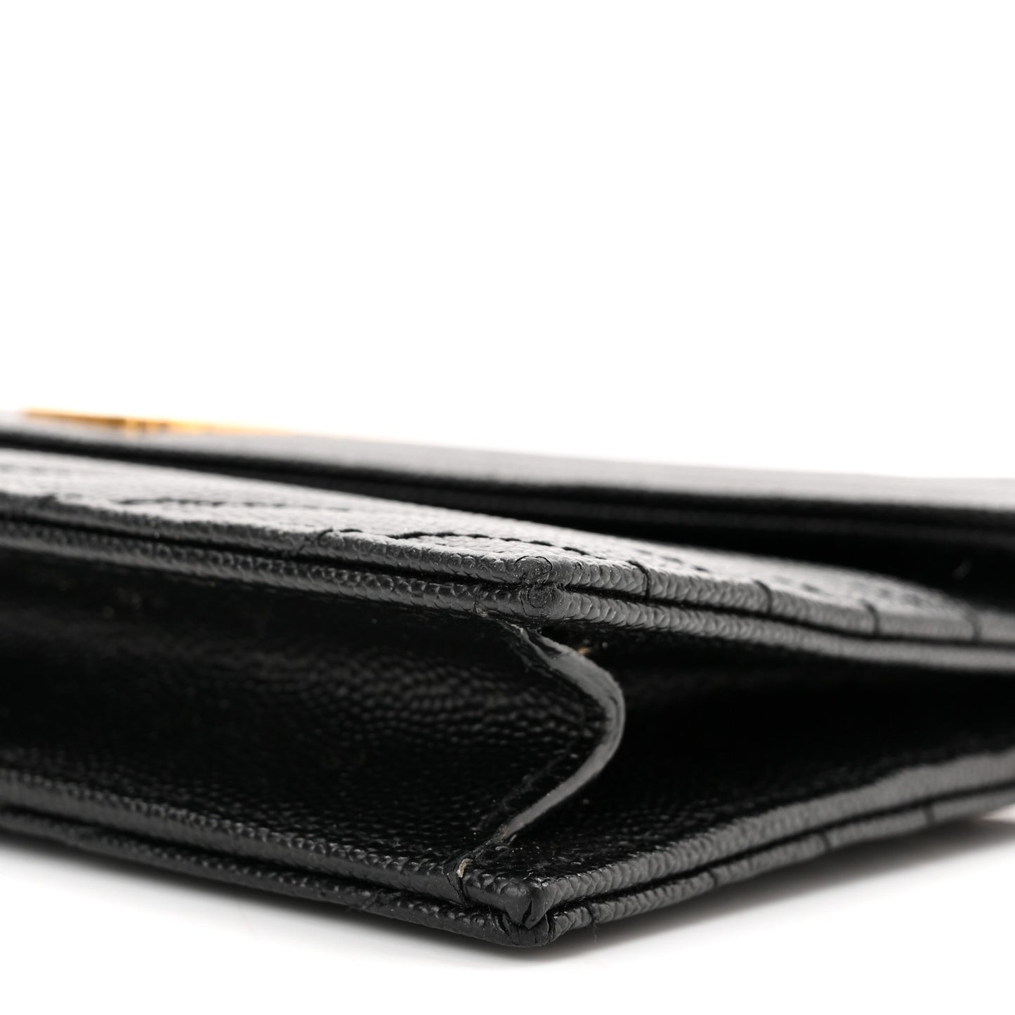 Grain De Poudre Matelasse Chevron Monogram Envelope Chain Wallet Black