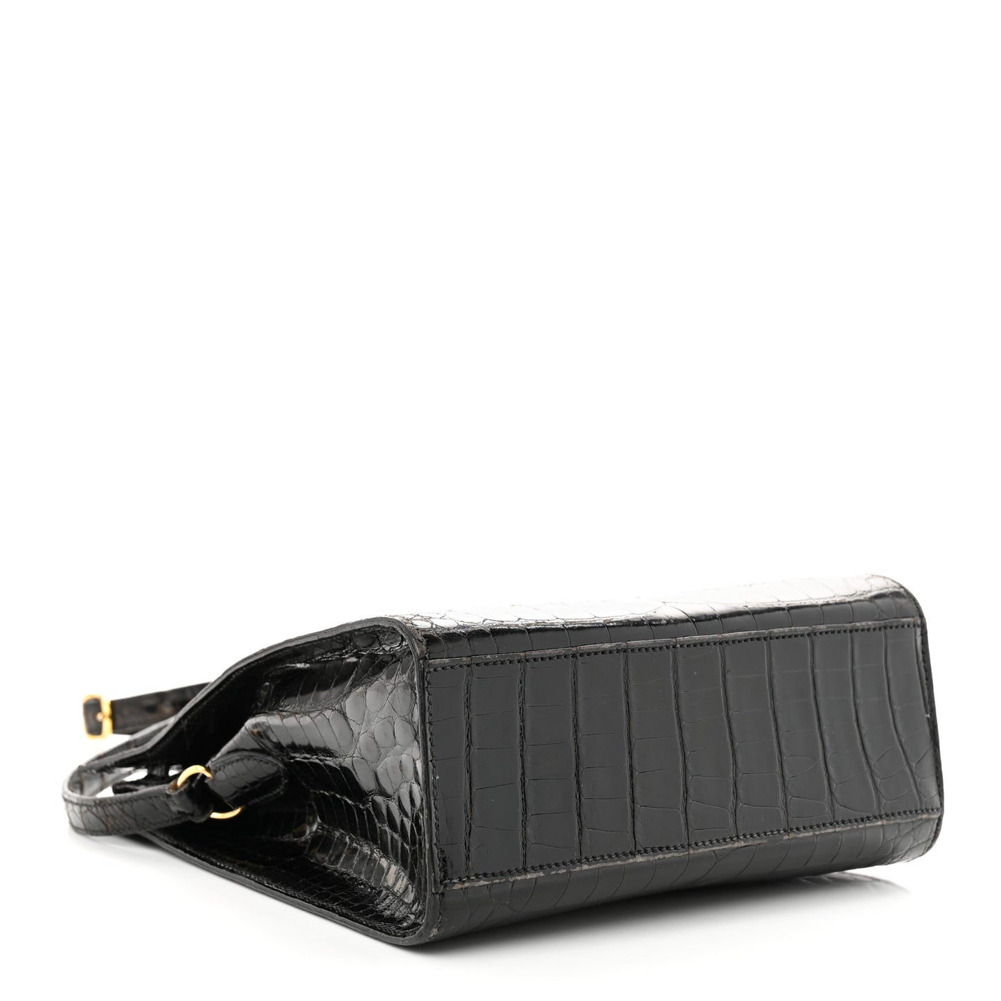 Shiny Alligator Kelly Sport PM Bag Black