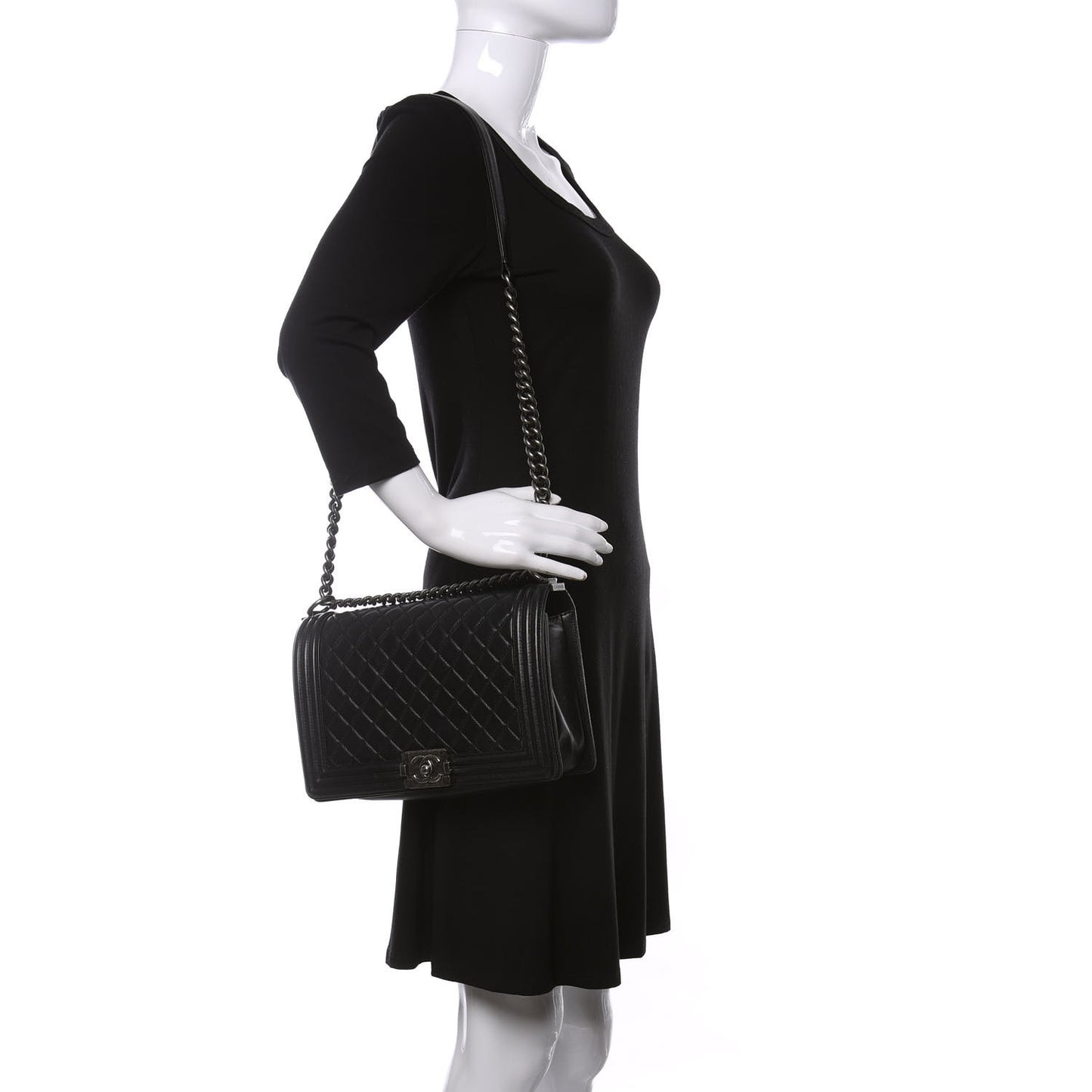 Lambskin Quilted New Medium Boy Flap Black