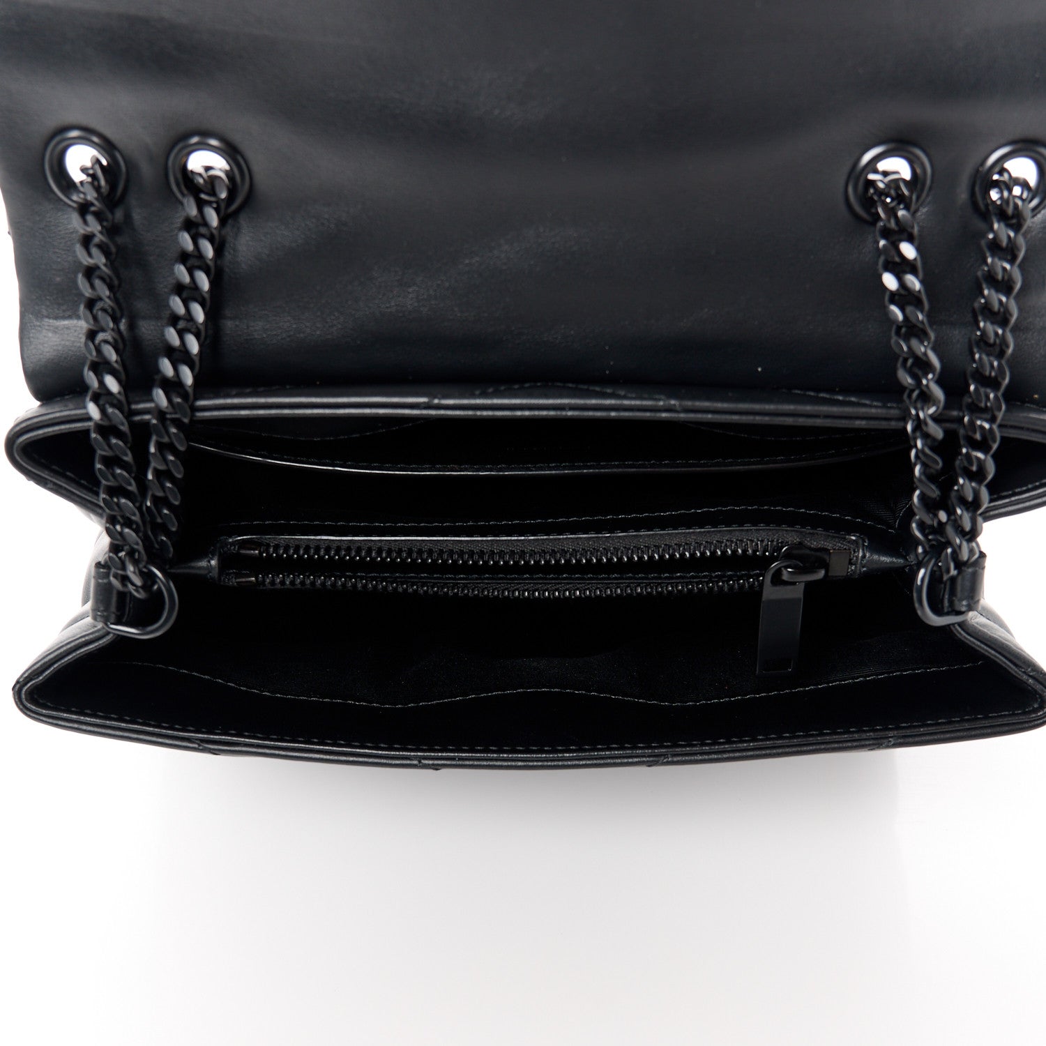 Saint Laurent Calfskin Y Quilted Monogram Monochrome Small Loulou Chain Satchel Black 5 of 12