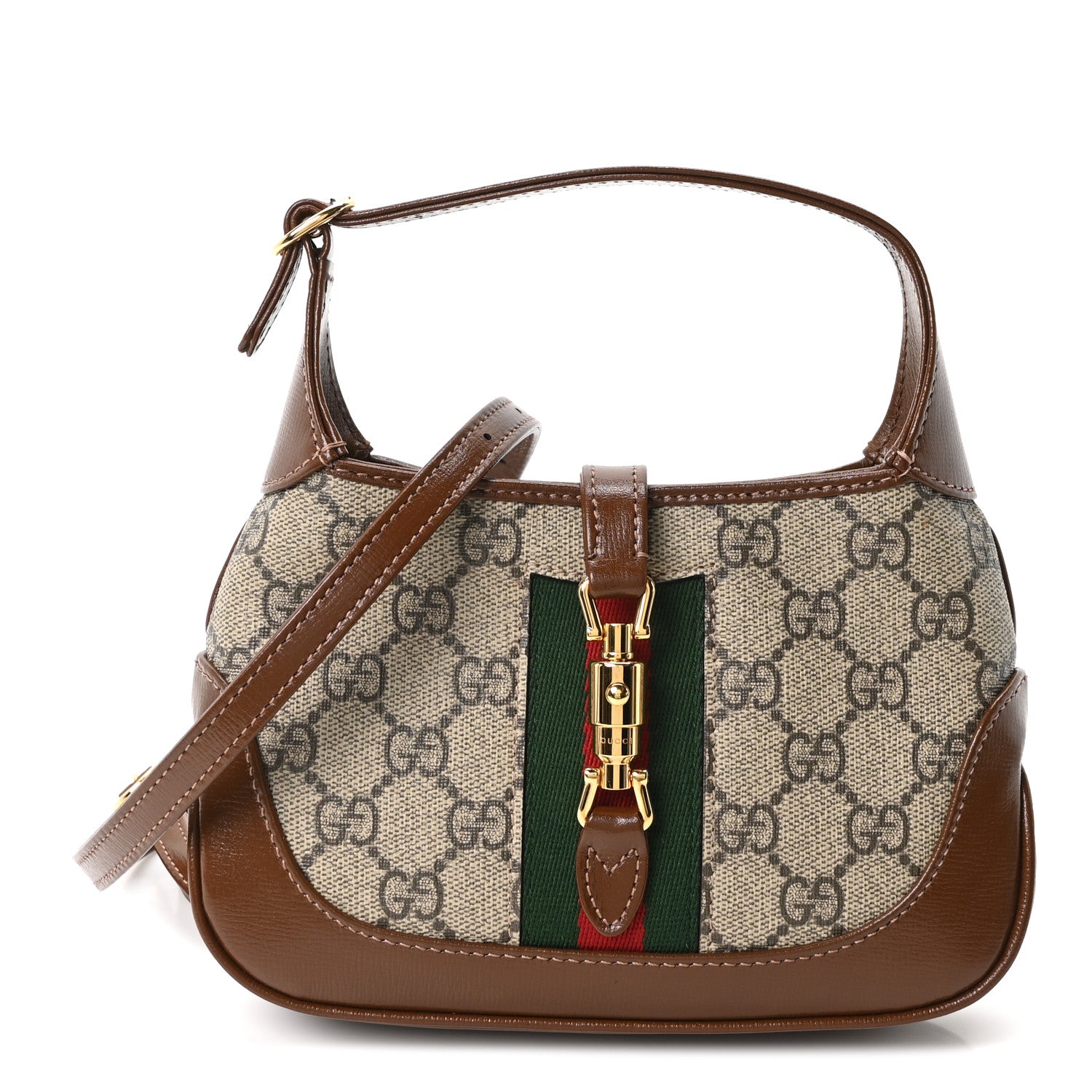 Gucci GG Supreme Monogram Azalea Calfskin Web Mini Jackie 1961