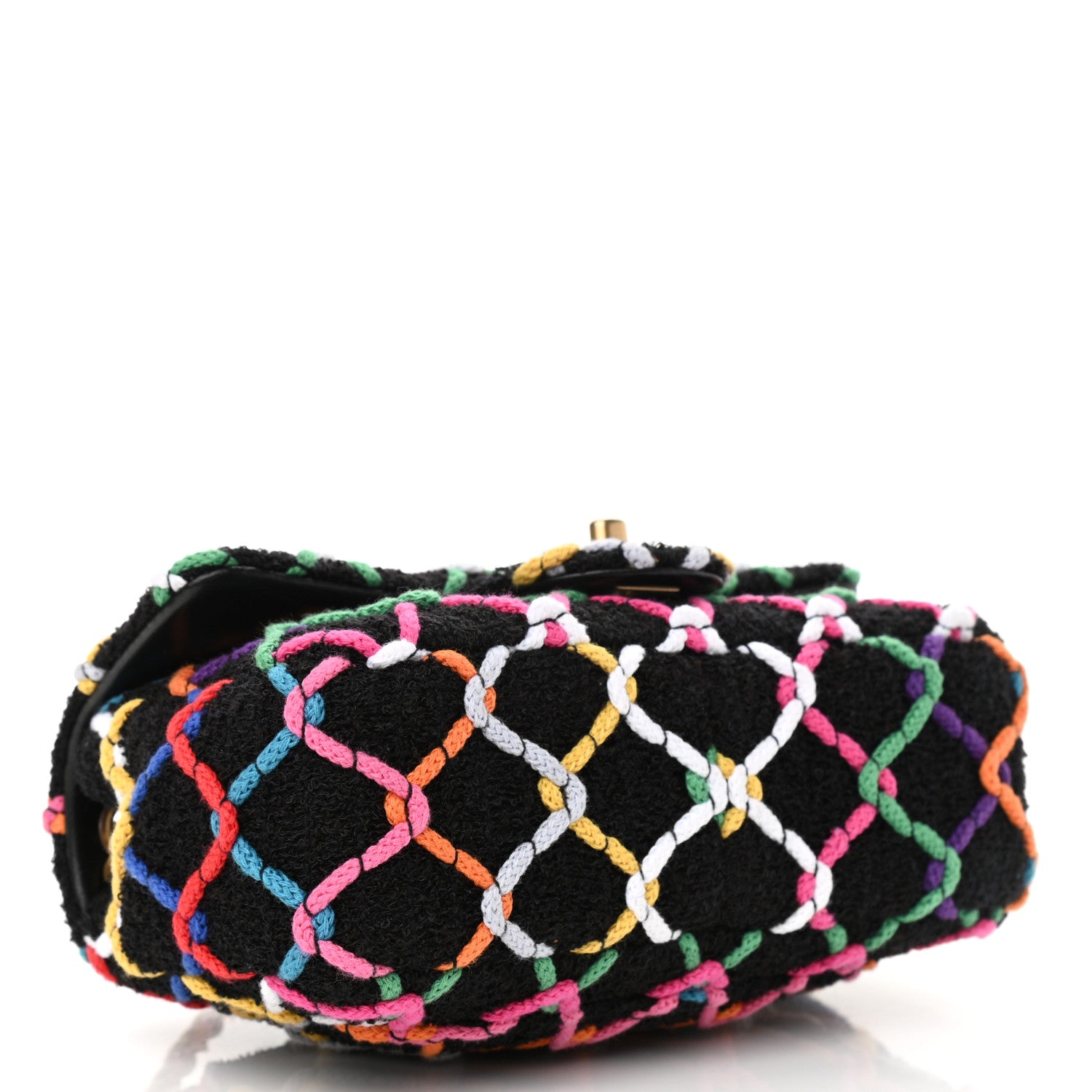 Chanel Tweed Diamond Threaded Mini Rectangular Pearl Crush Flap Black Multicolor 9 of 12