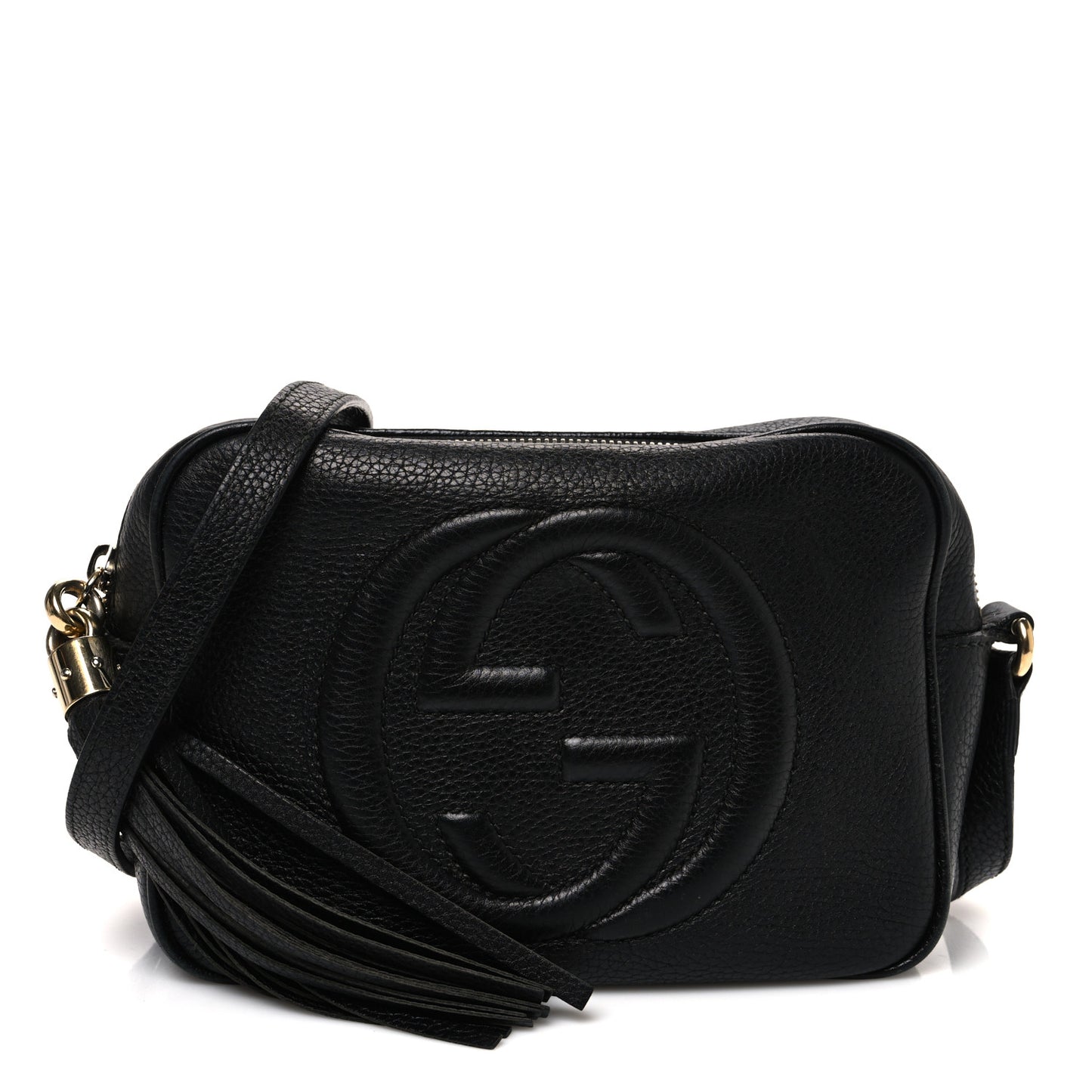 Pebbled Calfskin Small Soho Disco Bag Black