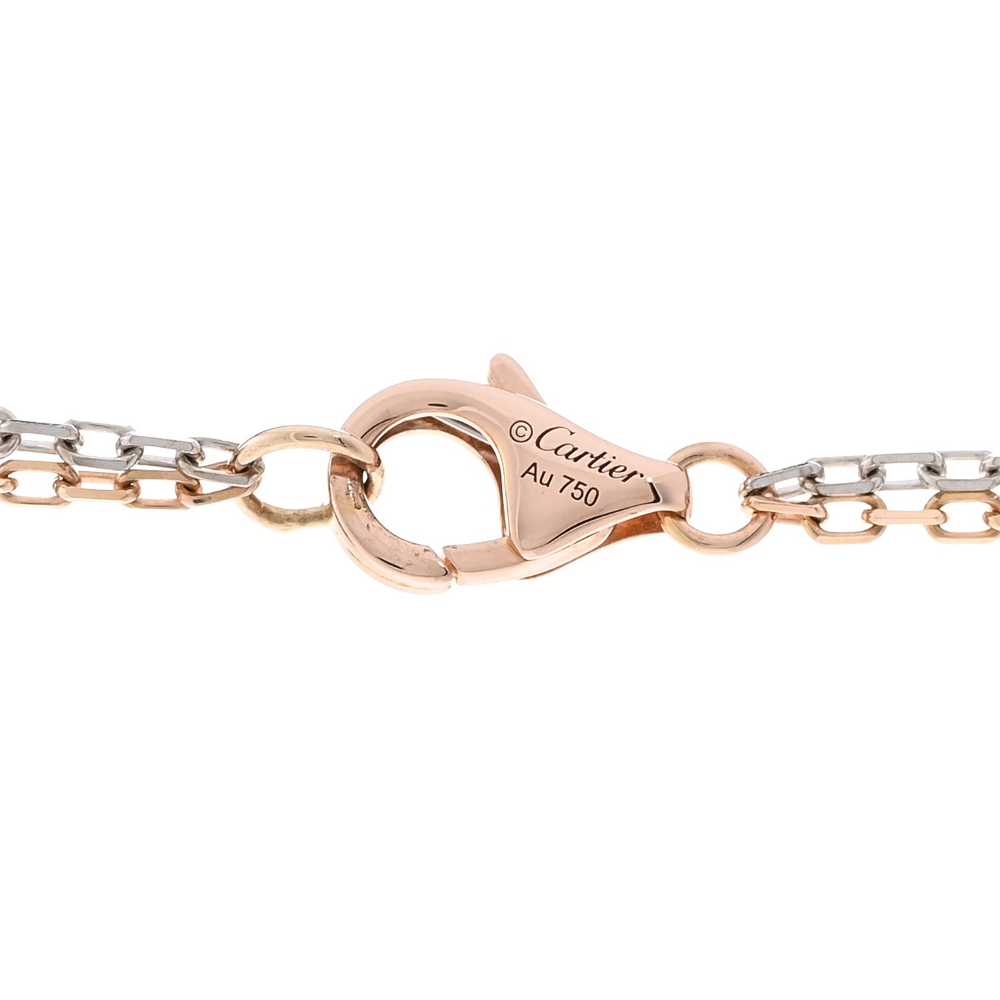 18K White Pink Gold Diamond Three Ring LOVE Pendant Necklace