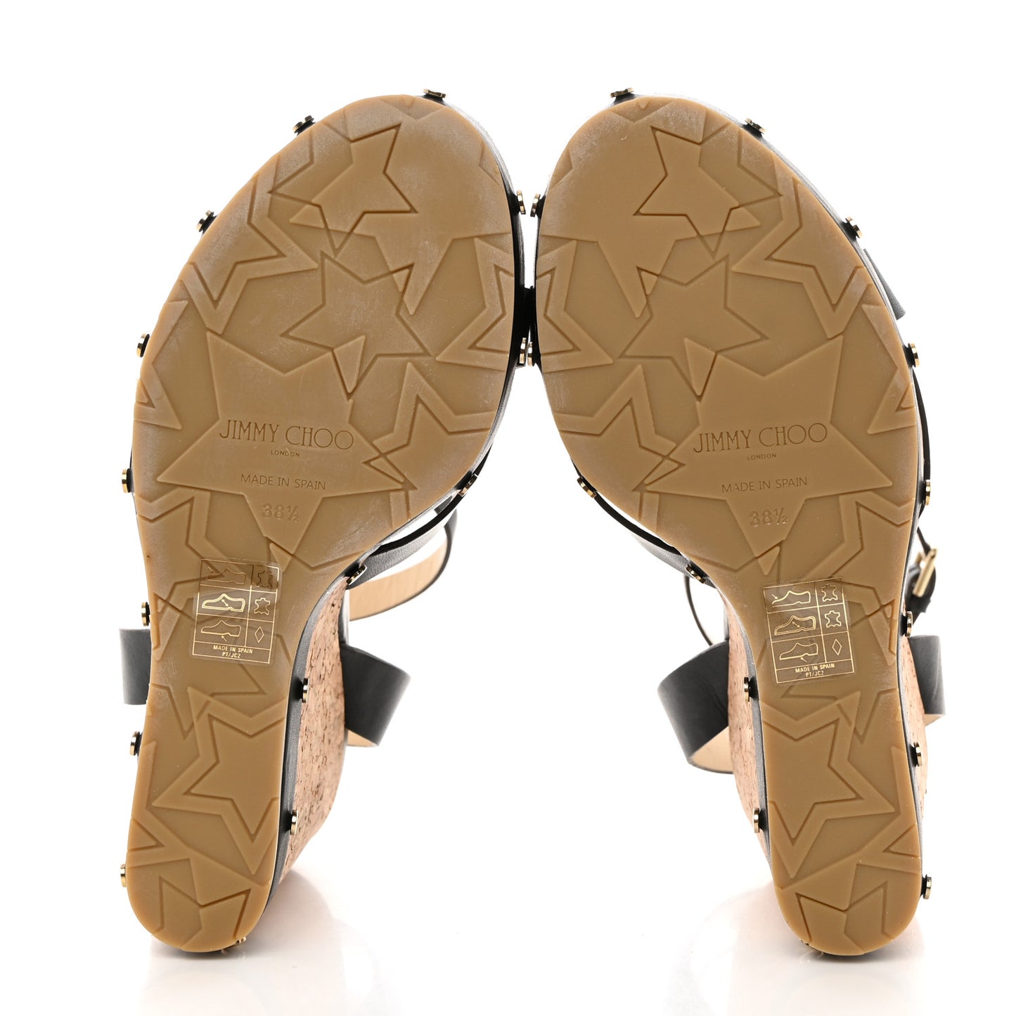 Calfskin Drya 120 Cork Wedge Sandals 38.5 Black Dark Brown