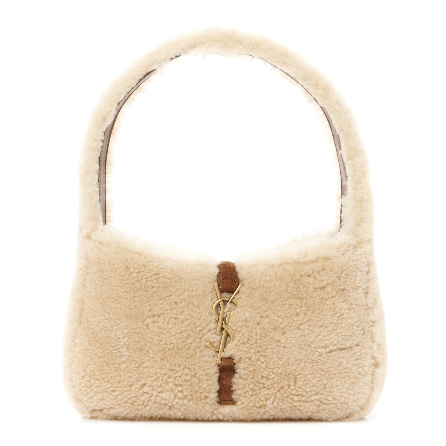 Saint Laurent Shearling Le 5 A 7 Mini Hobo Natural Beige 1 of 12