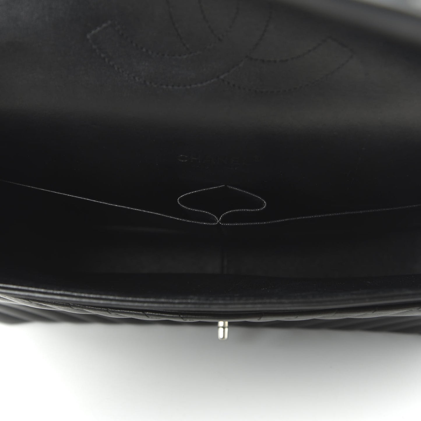 Lambskin Chevron Quilted Maxi Double Flap Black