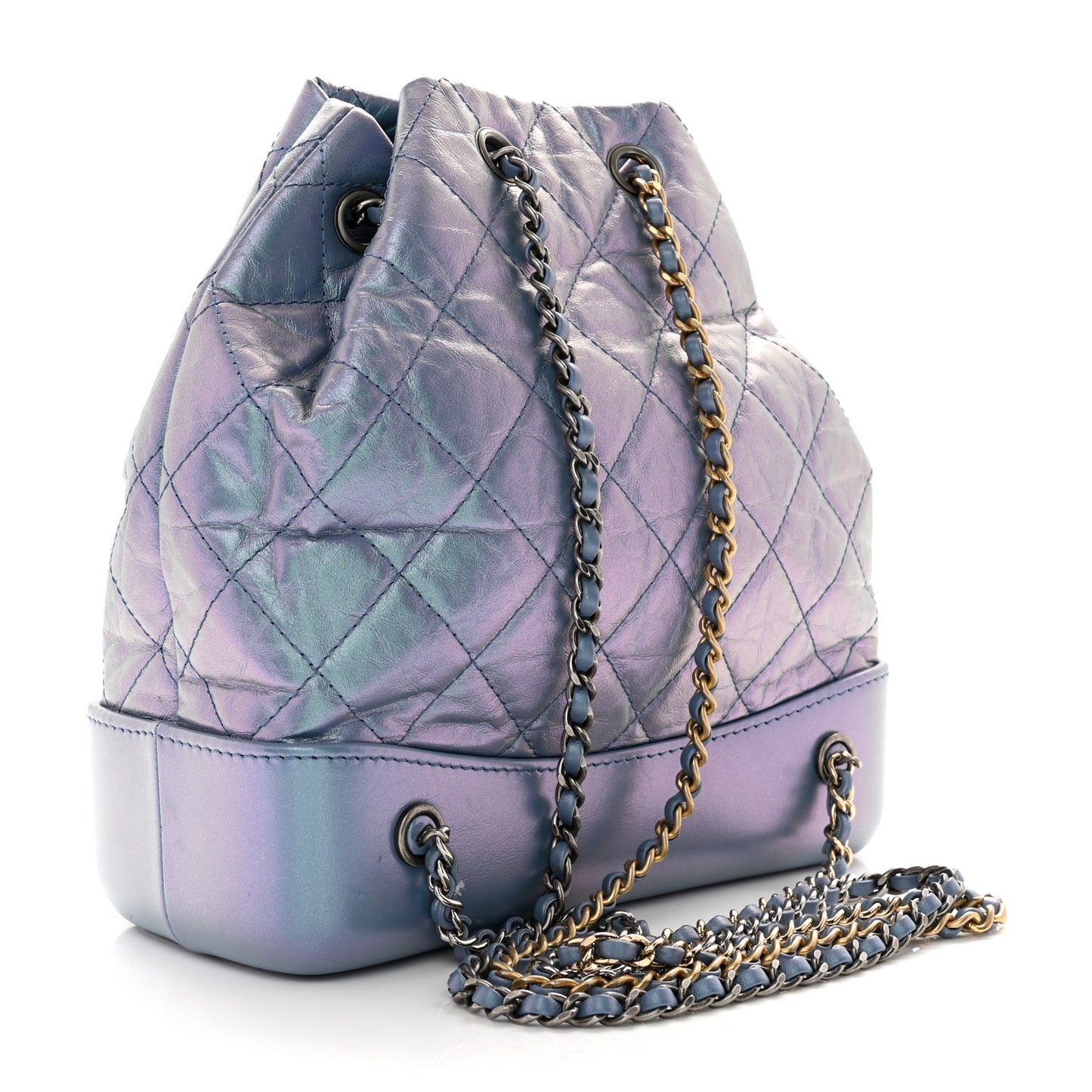 Iridescent Lambskin Calfskin Small Quilted Gabrielle Backpack Light Purple