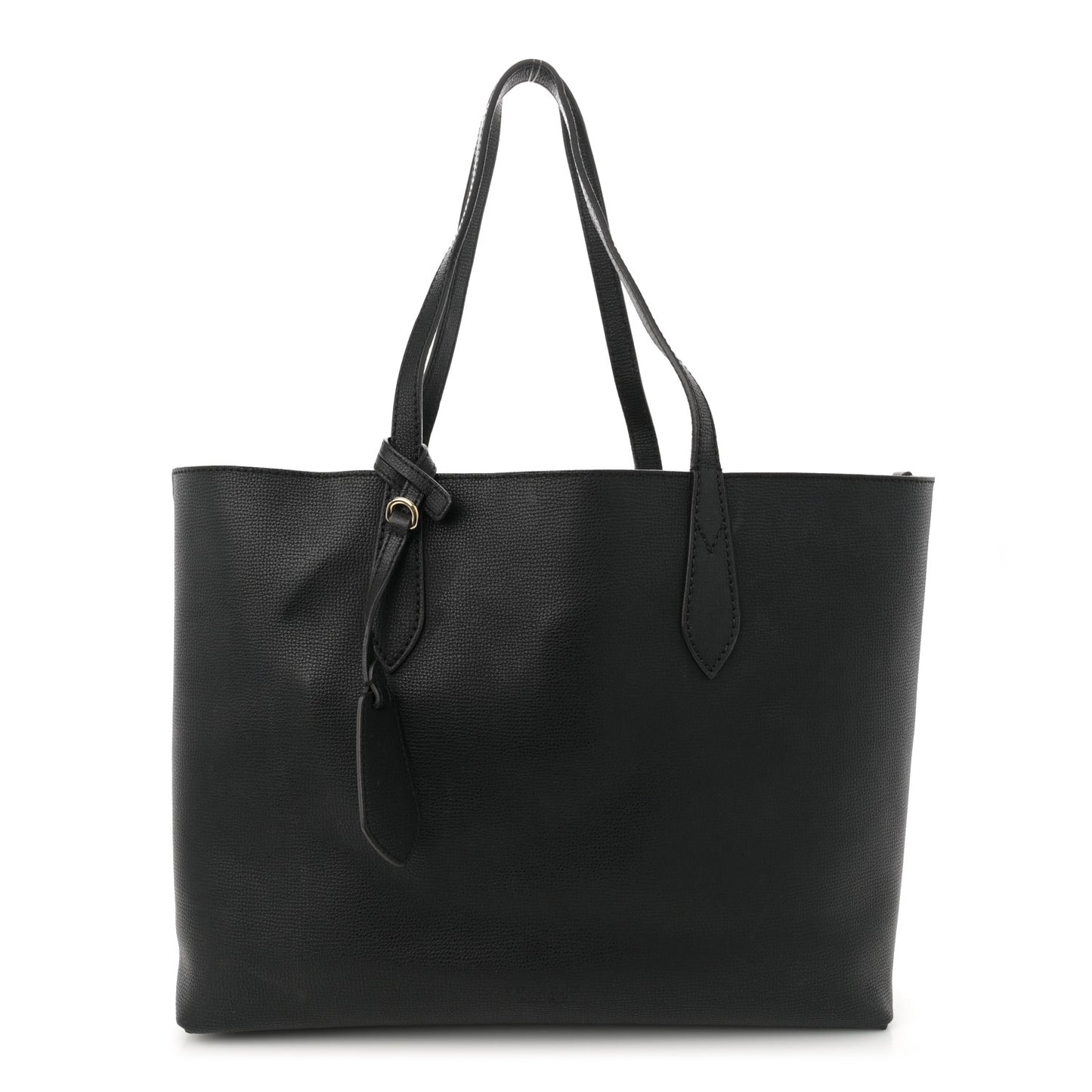 Grainy Calfskin Haymarket Check Medium Reversible Tote Black