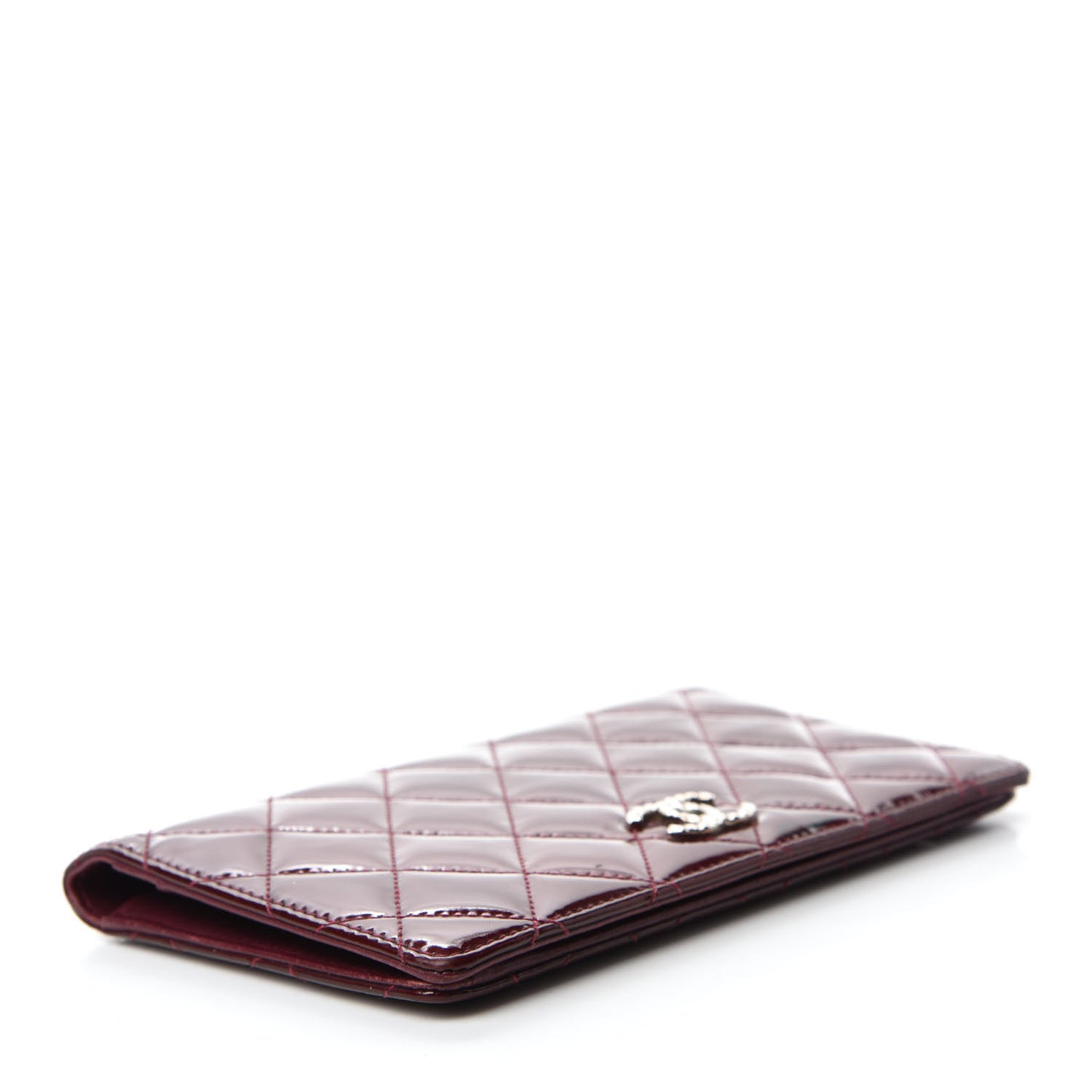 Patent Quilted Brilliant Yen Wallet Burgundy