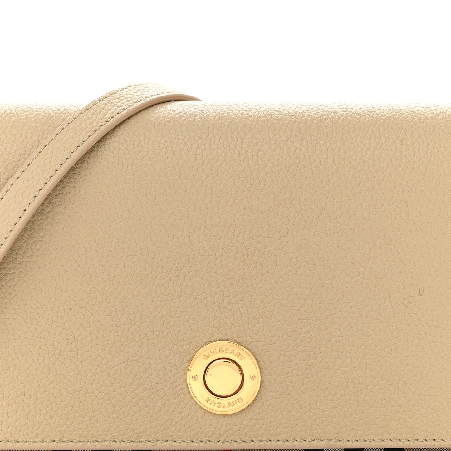 Grainy Calfskin Vintage Check Hampshire Crossbody Beige