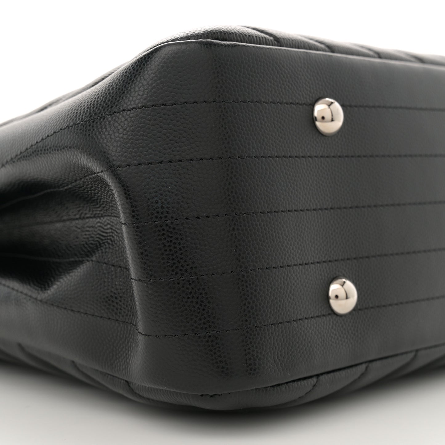 Caviar Chevron Quilted Large Shopping Tote Tote Black