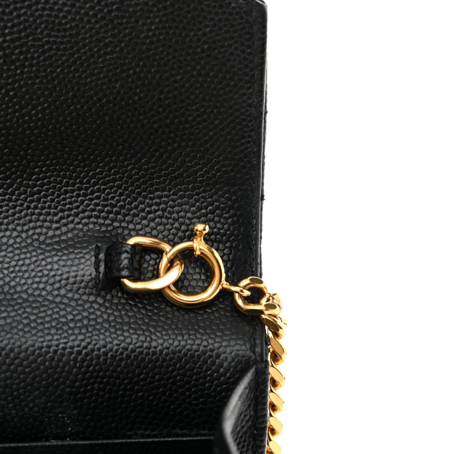 Grain De Poudre Matelasse Chevron Monogram Envelope Chain Wallet Black
