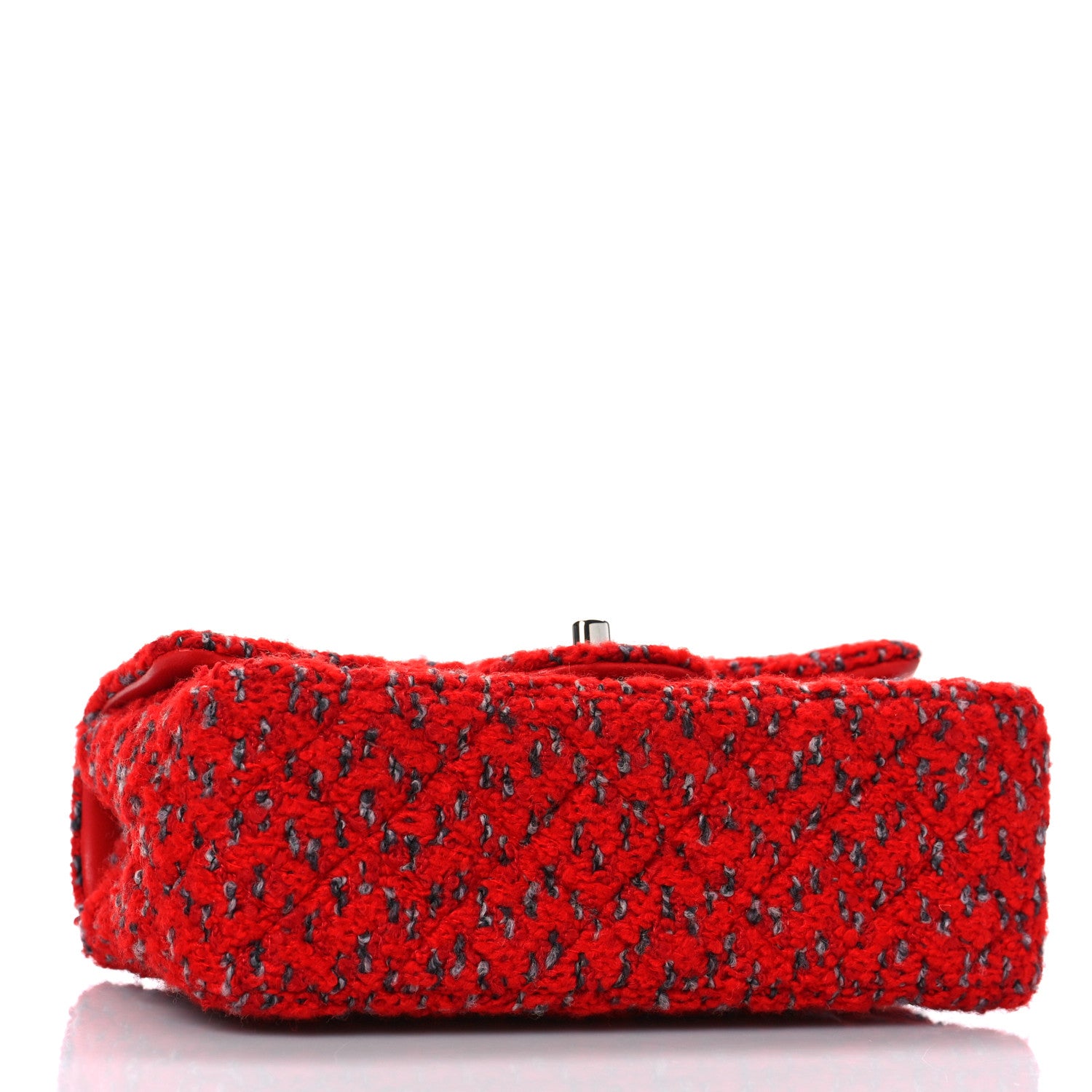 Chanel Tweed Quilted Mini Rectangular Flap Red Grey 4 of 9