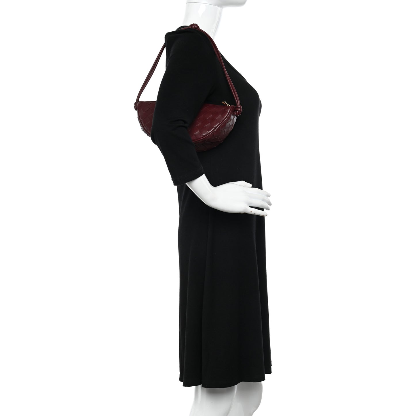 Nappa Intrecciato Half Moon Pouch On Strap Barolo
