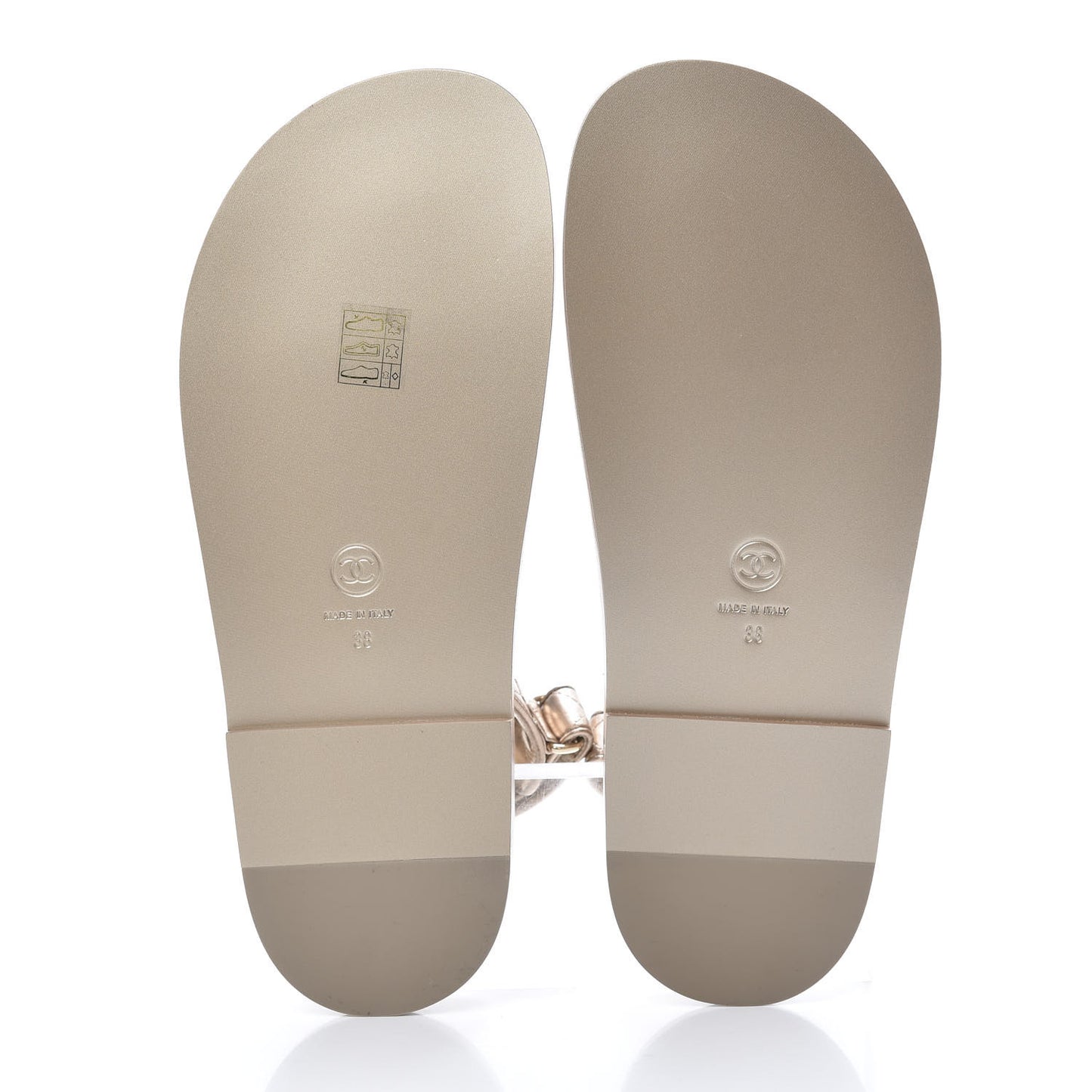 Iridescent Lambskin Quilted Velcro Dad Sandals 38 Light Bronze