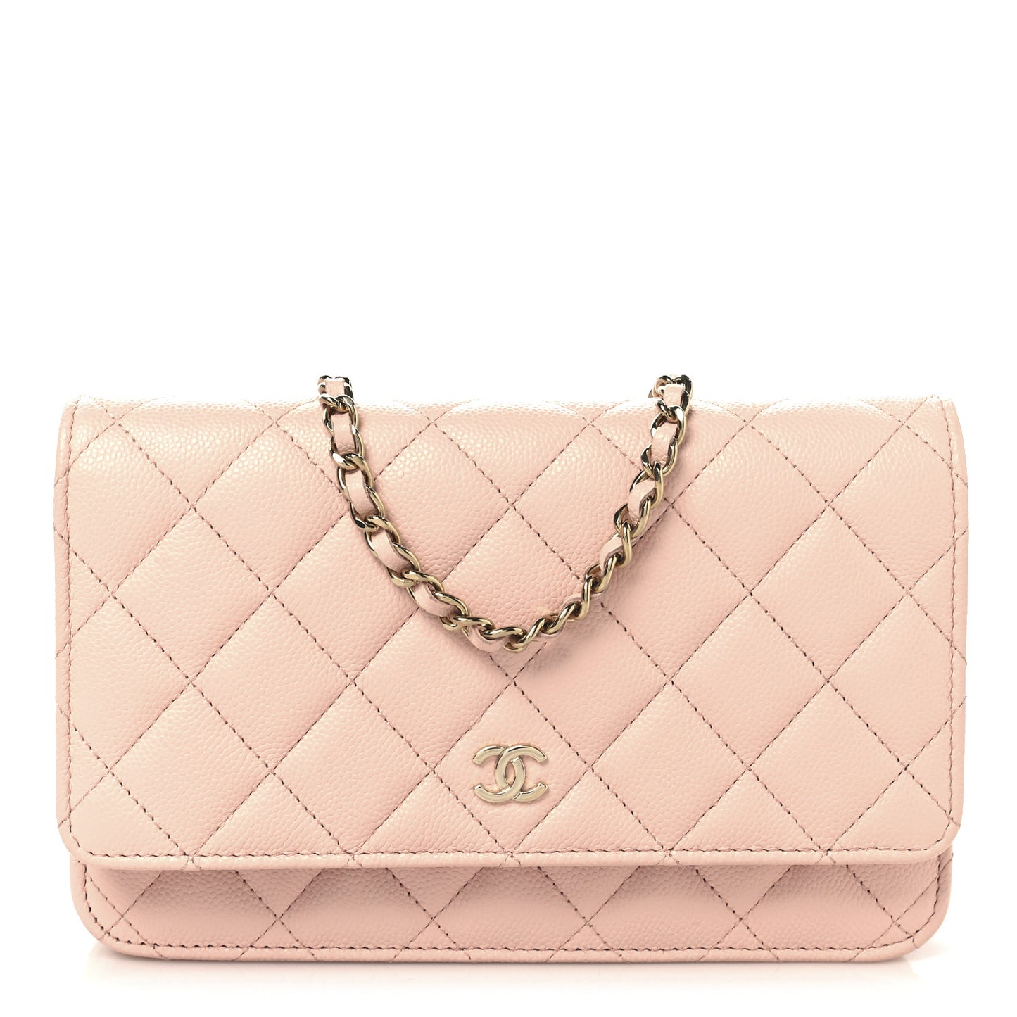 Caviar Quilted Wallet on Chain WOC Light Pink