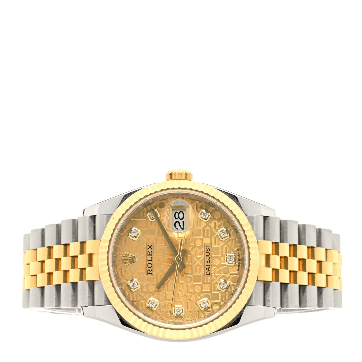 Stainless Steel 18K Yellow Gold Diamond 36mm Oyster Perpetual Datejust Watch Champagne Jubilee 126233